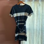 All Saints Chan Cream & Black Stripe Cotton Sweatshirt Mini Dress Tie Waist‎ S Photo 2