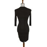 Bailey 44 Striped Bodycon Dress Small‎ Brown Black 34 Sleeve Office Stretch Photo 3