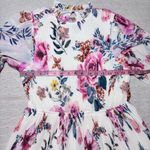 Flying Tomato Med Cottagecore Victorian Romantic Chiffon Midi Dress Ivory Size M Pink Photo 7