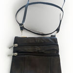Black‎ Soft Faux Leather Flat Fanny Pack Waist Purse Zips 5 Pockets Photo 0