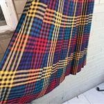 Vintage ILGWU Rainbow Drop Waist Wool Plaid Pleated Midi Skirt S/M Red Size M Photo 8