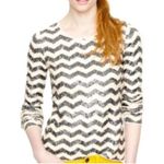 J.Crew  Zip Zap Sequin White Cream and Black Top Size Xl Retail $138 Photo 0