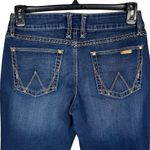 Wrangler SZ 9/10 Bootcut Jeans Mid-Rise Stretch Zip-Fly Whiskered Dark Wash Blue Photo 4