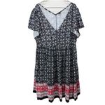 Torrid Black Pink Mini Challis Short Sleeved Tiered Pockets Flare Dress Size 1X Photo 5