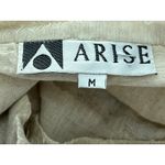 VTG Arise Linen Silk Jacket Medium Beige Fringe Seams Wooden Buttons Boho Photo 4