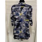 Style & Co Black/Gray/Yellow Geo Print Button Up 3/4 Sleeve Tab Blouse Size S Photo 4