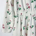 EXPRESS White & Pink Floral High Neck Long Sleeve Mini Dress S Photo 3