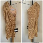 Ieena for Mac Duggal Gold One Shoulder Sequin Bow Mini Dress Size 0 New Tags Photo 1