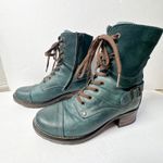Taos Crave Boots Teal Leather Lace Up Combat Moto Size 6 6.5 EU 37 Green Photo 1