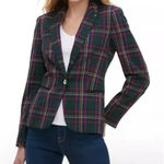 Tommy Hilfiger Women Green Plaid Single-Button Blazer Sz 12 Photo 0