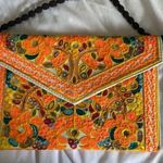 Gypsy NWOT Bag Embroidery Ethnic  Booho Shoulder/ Clutch Trible Orange Multi Photo 0