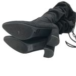 breckelle's  Boots Knee High Faux Suede Slouchy Block Heel Pointed Toe Black 6.5 Photo 4