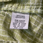 Habitat  Womens Size XL Top Button Down Collared High Low Plaid Green White Linen Photo 7