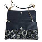 Madison West  Stud Accent Fold-Over Clutch Crossbody Black with Gold Hardware Photo 3