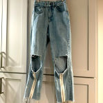 The Ragged Priest ASOS  Distressed Ripped‎ Straight Leg Jeans Zipper Legs Size 24 Photo 2