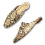Sam Edelman  Evelan Chain Loafer Mule Wheat Multi Leather Snakeskin Print Size 9 Photo 0