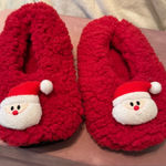 Red fleece Santa slippers Photo 0