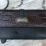 Brighton VTG  Crossbody Bag Wallet Small Card Holder Zip Coin Leather Black Croc Photo 0