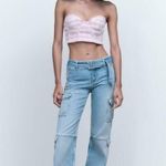 ZARA NEW  women's size S Pink And Purple Tweed Tube crop Top Size Photo 1