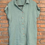 Mable Women's Cotton Wrinkle Gauze Button Front Lightweight Relaxed Romper S/M Green Size M Photo 0
