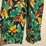 Nicole Miller  100% linen Floral Tropical Wide leg pants size L Photo 3