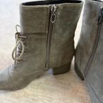 Botkier  Lace Up Ankle‎ Boots Women Olive Green Suede Buttons Heeled Booties 6.5 Photo 6