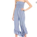 Angie  Striped Yellow Bodice Ruffled Jumpsuit Romper 100% Rayon Sz L Photo 5