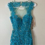 Morrell Maxie blue floral lace embroidered mesh sequins tulle dress NEW 0 Photo 1