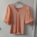 Entro Peach Balloon Sleeve V-Neck Bloose L NEW Ren Fair Castlecore Festival Twee Photo 0