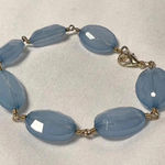 Blue beaded gold tone beachy summer boho bracelet Photo 0