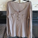 Old Navy  Henley Tan Shirt Comfy Roll Tab Sleeve Cotton Photo 12