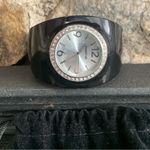 Bebe  Quartz Cuff Watch Black with Silver Crystals New with Pouch Photo 2