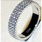 Boutique NEW 14k Gold Plated S925 Triple Row Eternity Diamond Wedding Ring, Size 7.5‎ Photo 11