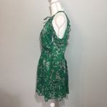 Xhilaration Green Floral Cold Shoulder Chiffon Ruffle Dress Photo 1