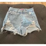 Edikted Distressed Denim Shorts Light Wash Ripped Button Fly size S Photo 2