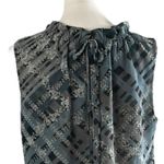 CAbi Blouse Sleeveless Keyhole Neck Tie Back Chiffon Gray Women’s Size Medium Photo 7