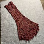 Angie Vintage  paisley print pink long midi dress tiered ruffle hem neckline Photo 0