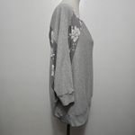 Daytrip  Gray Floral 3/4 Sleeve Off Shoulder Dolman Sweatshirt Top Women L Photo 4