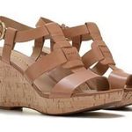 Franco Sarto Size 9 Cera Cork Wedge Sandals Beige Leather Slingback Platform Photo 0