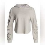 Heroine Sport Ruched Cropped Hoodie Light Grey Cotton Pullover Hoodie Size Small Photo 1