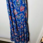 Misa Las Angeles Blue Floral Natasha Cutout Ruffled Midi Dress Size Medium Photo 13