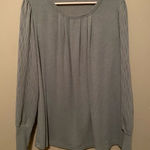 Boutique Blue Green Pleated Detail Long Sleeve Top Size 2X Photo 0