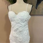 Lulus NWOT Sultry Romantic White Lace Textured Bustier Bodycon Midi Dress Photo 3
