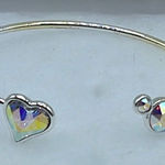 Disney silver plated heart and Micky Mouse open front cuff bracelet. Photo 0