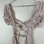 Kiss the Sky Floral Puff Sleeve Lace-Up Mini Dress Photo 5