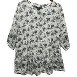 Ellos Women Tunic Top 1X Floral Romantic Boho Cotton Peasant Farmhouse Feminine White Photo 0