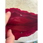 Red Velvet Handbag With Ruched Handle & Magnetic Closure Photo 4