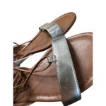 White House | Black Market White House Black Market White Silver Lace Up Open Toe Strappy Flats Size 7.5 Photo 8