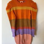FARM Rio Anthropologie Women’s Sweater Small Colorblock Knit Long Sleeve Bright Orange Photo 0