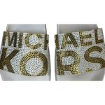 Michael Kors  Womens White And Gold Rhinestone Gilmore Slip On Sandals Slides 8M Photo 1